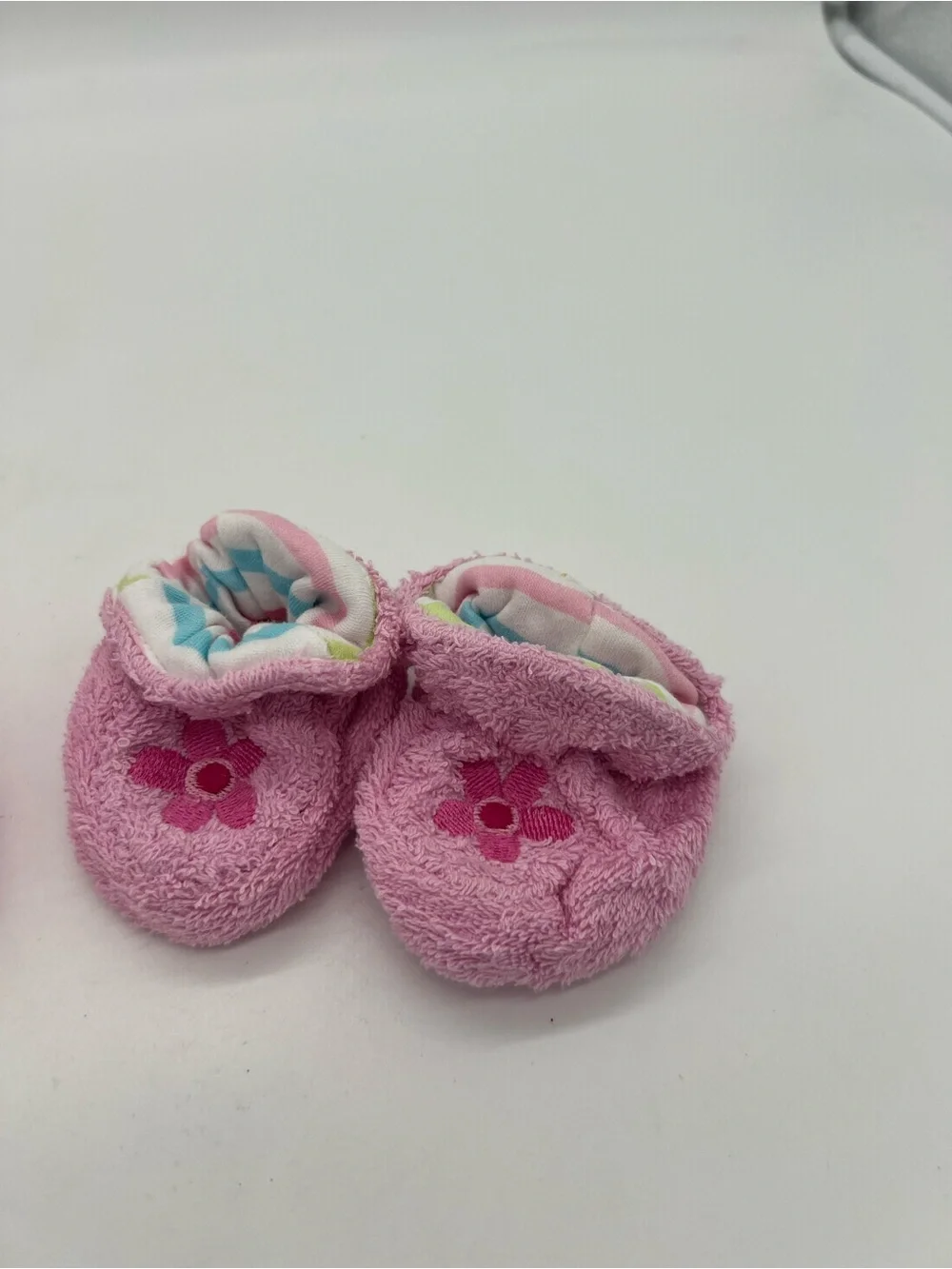 Baby Girl Soft Pink Slippers Butterfly And Flower 0-6 Months Set Of 2